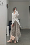 Marc le bihan long -sleeved big collar fried shirt 2611 white